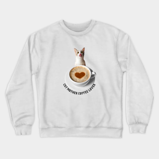 Cat Mother, Coffee Lover Crewneck Sweatshirt by leBoosh-Designs